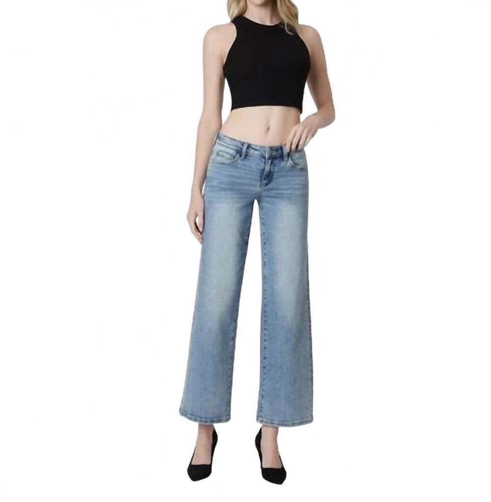 NEW VERVET BY FLYING MONKEY gem low rise wide leg jeans in medium wash
